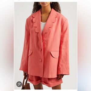 SLEEPER Coral Scalloped Blazer and Shorts Set